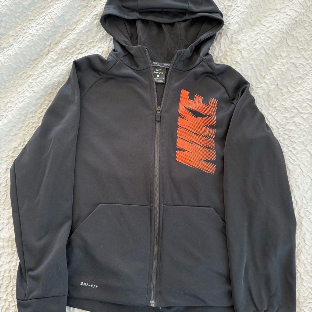 Nike Black and Orange Hoodie, Boys size Large